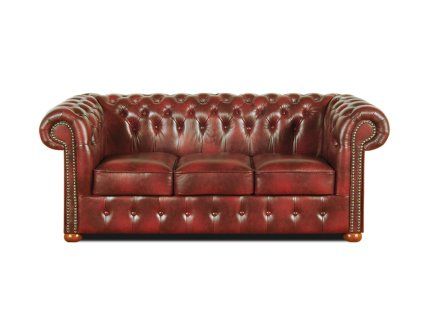 Pohovka Chesterfield Classic 3 kůže bordó